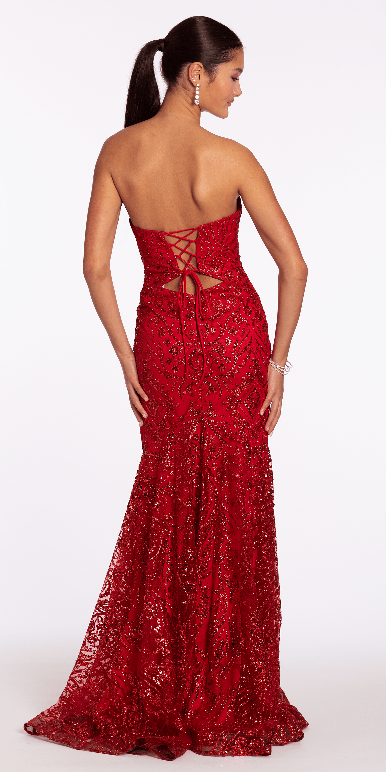 Sweetheart Glitter Mesh Mermaid Dress with Peek-a-Boo Bodice
