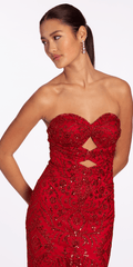 Sweetheart Glitter Mesh Mermaid Dress with Peek-a-Boo Bodice