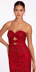 Sweetheart Glitter Mesh Mermaid Dress with Peek-a-Boo Bodice