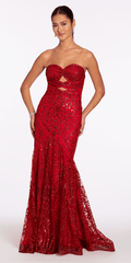 Sweetheart Glitter Mesh Mermaid Dress with Peek-a-Boo Bodice