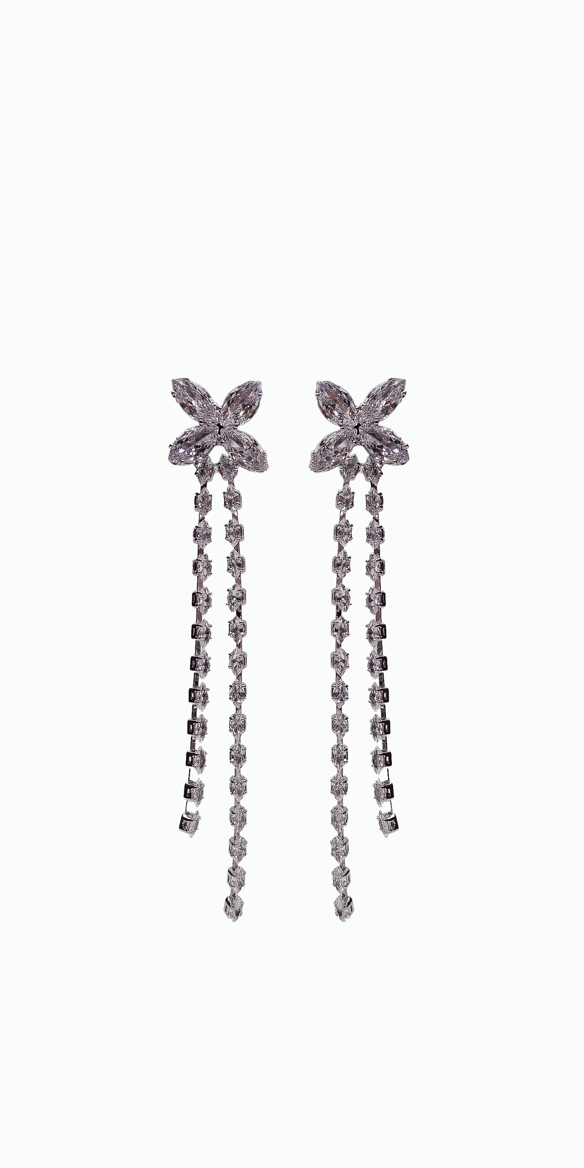 Rhinestone Butterfly Double Stand Earrings
