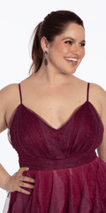 Ombre Glitter Mesh V Neck Ballgown with Tendrils