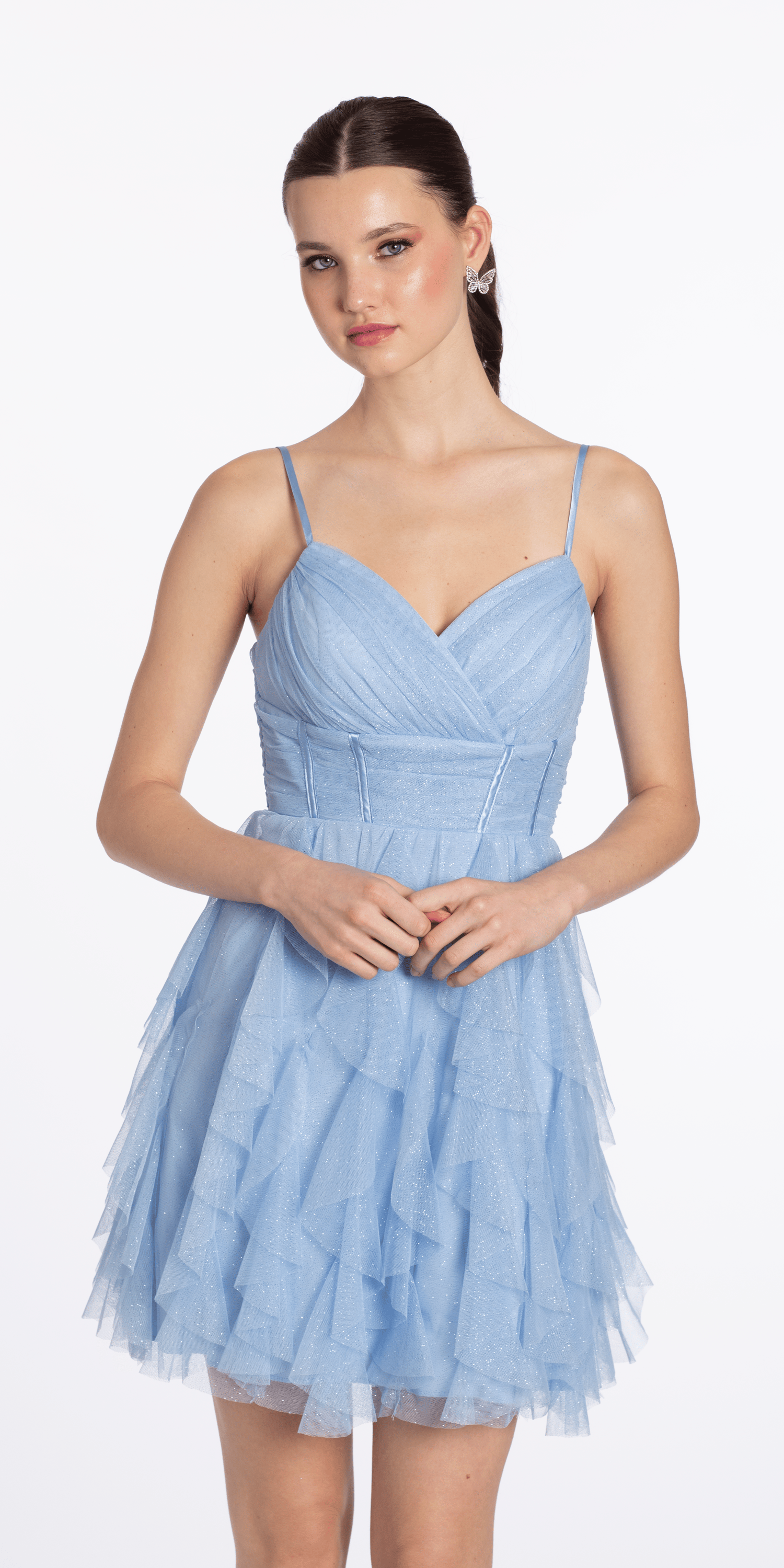 Glitter Mesh Corset  Fit and Flare Dress with Tendrils