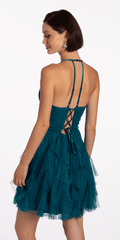 Scoop Neck Glitter Fit and Flare Dress with Tendrils