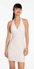 Pearl Glitter Halter Bodycon Dress with Ruching