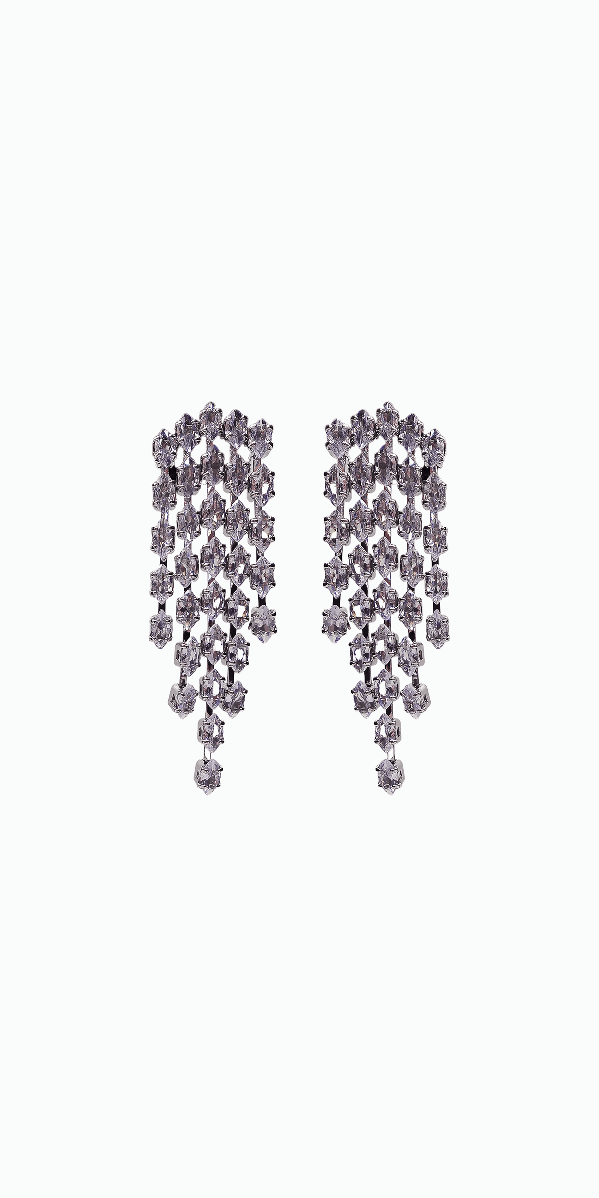 Multi Strand Rhinestone Waterfall Earrings