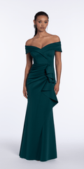 Off the Shoulder Scuba Dress with Side Ruffle