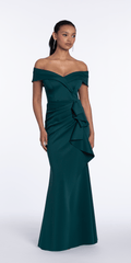 Off the Shoulder Scuba Dress with Side Ruffle