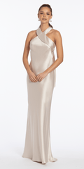 Satin Halter Column Dress