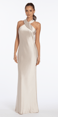 Satin Halter Column Dress