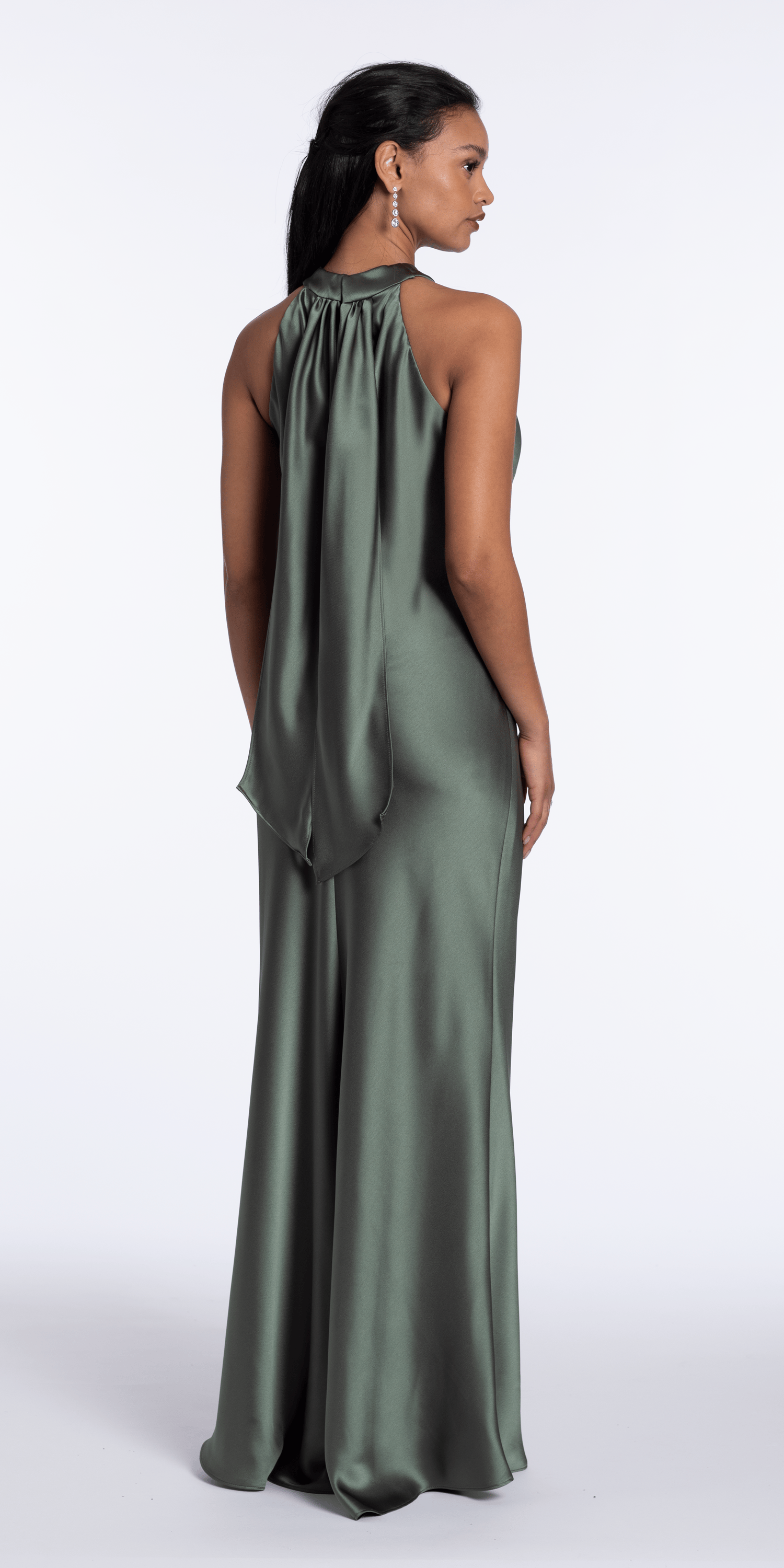Satin Halter Column Dress