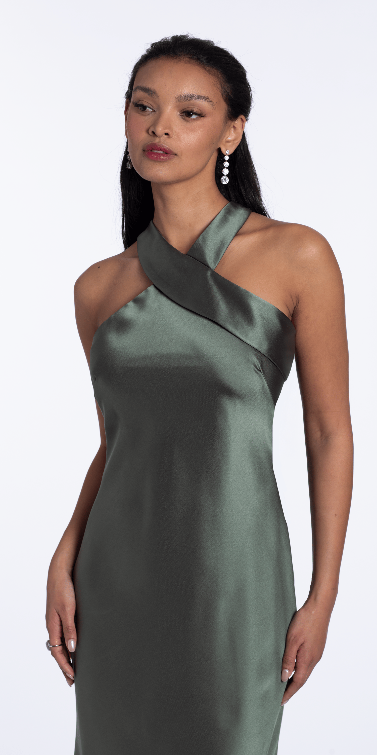 Satin Halter Column Dress