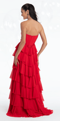 Strapless Beaded Chiffon Corset Tiered Ballgown