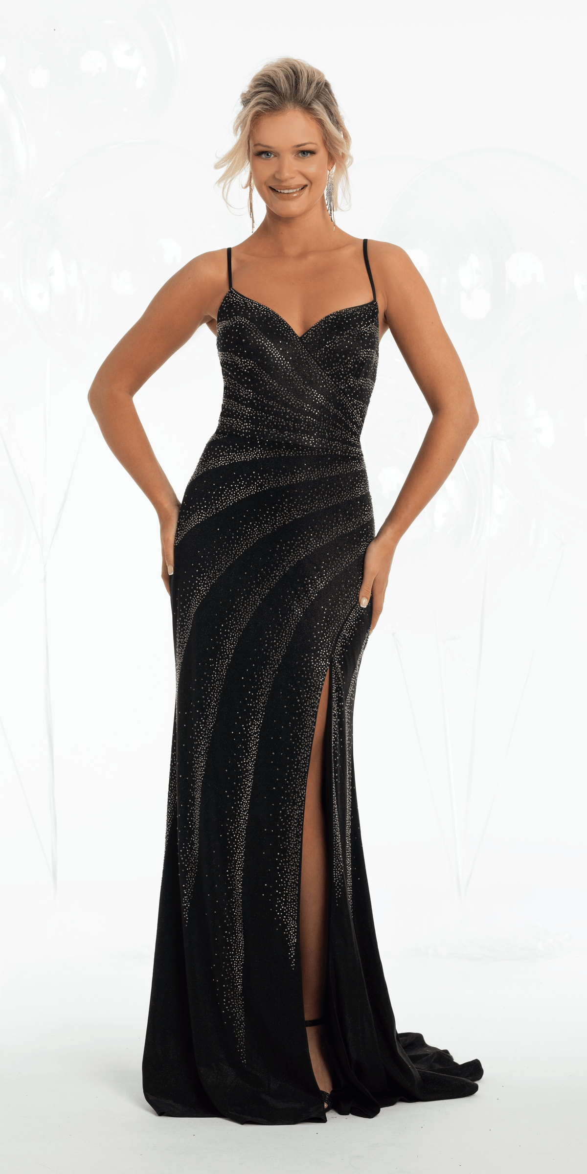 Shimmer Knit Criss Cross Sweetheart Column Dress with Heat Set Stones