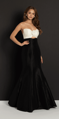 Peek-a-Boo Two Tone Taffeta Mermaid Dress