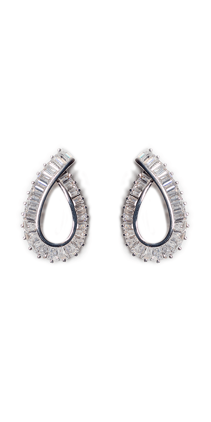 Channel Set Oval Ribbon Earrings