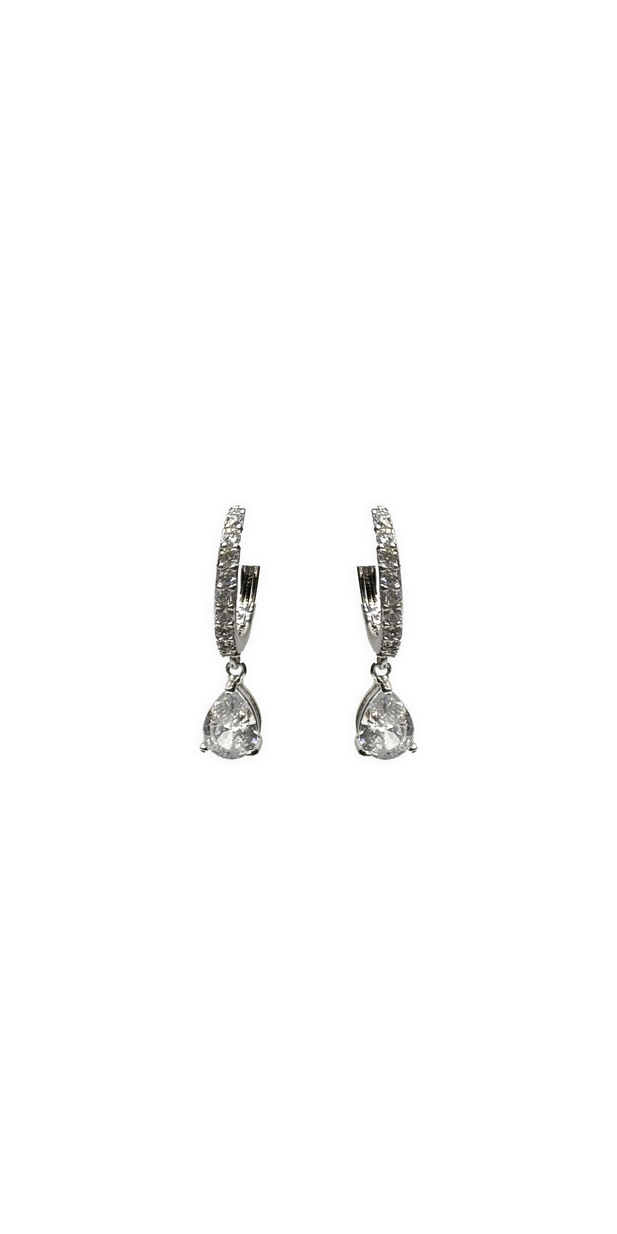 Channel Set Teardrop Hoop Earrings