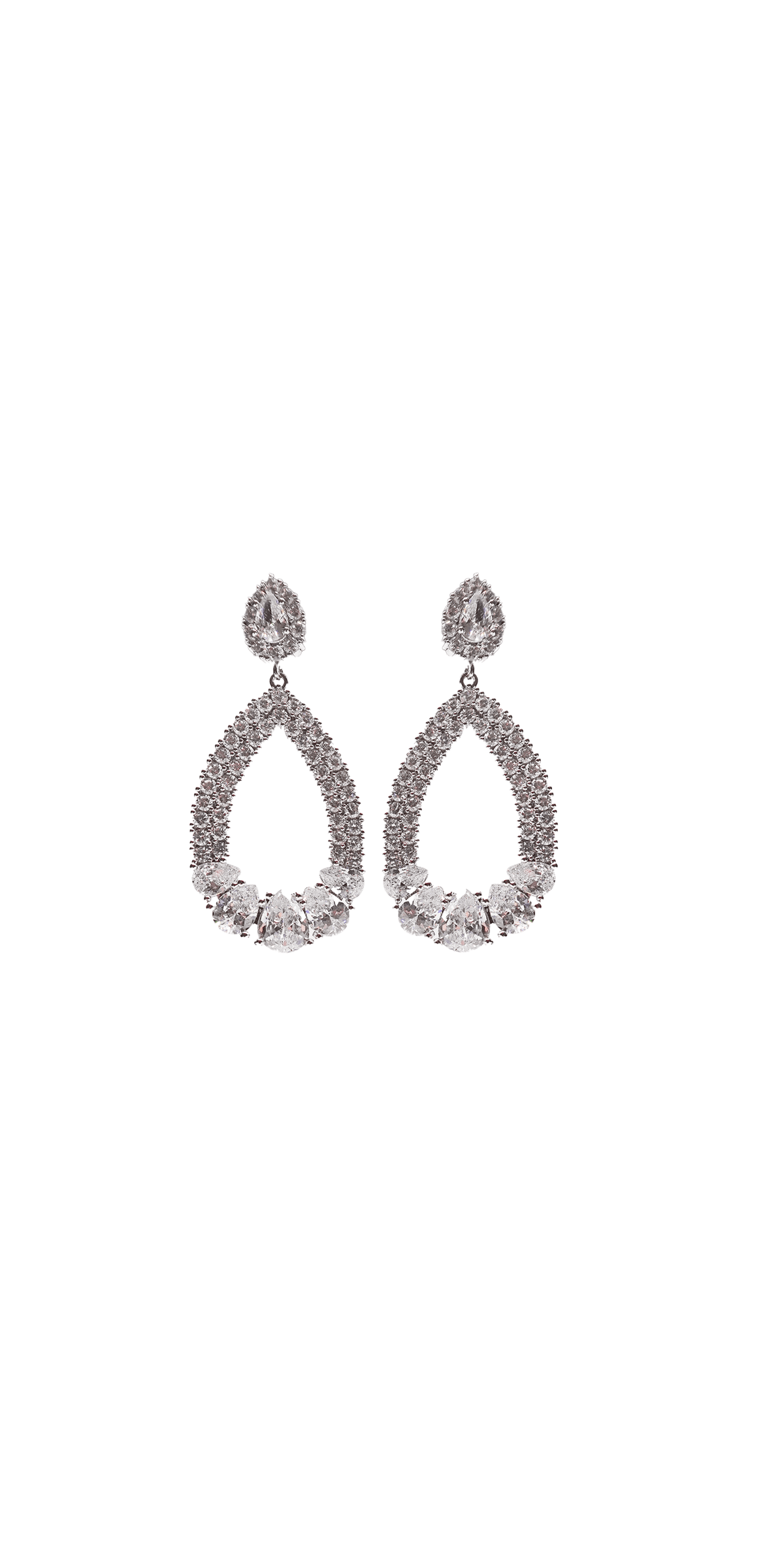 Chunky Rhinestone Open Teardrop Earrings
