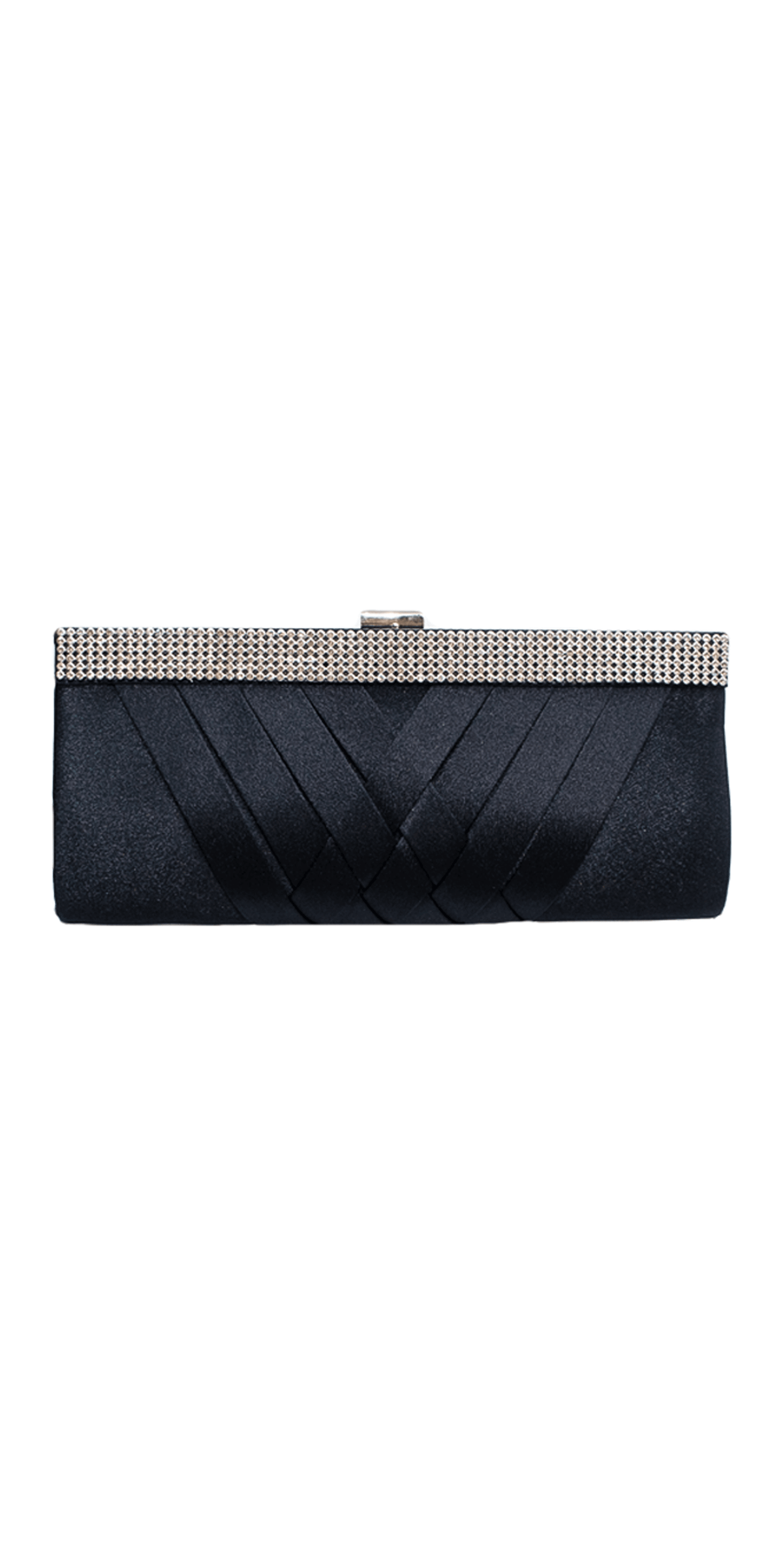 Crossover Satin Rhinestone Top Closure Handbag