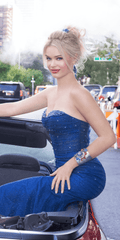 Sweetheart Sequin Glitter Mermaid Dress with Stone Accents