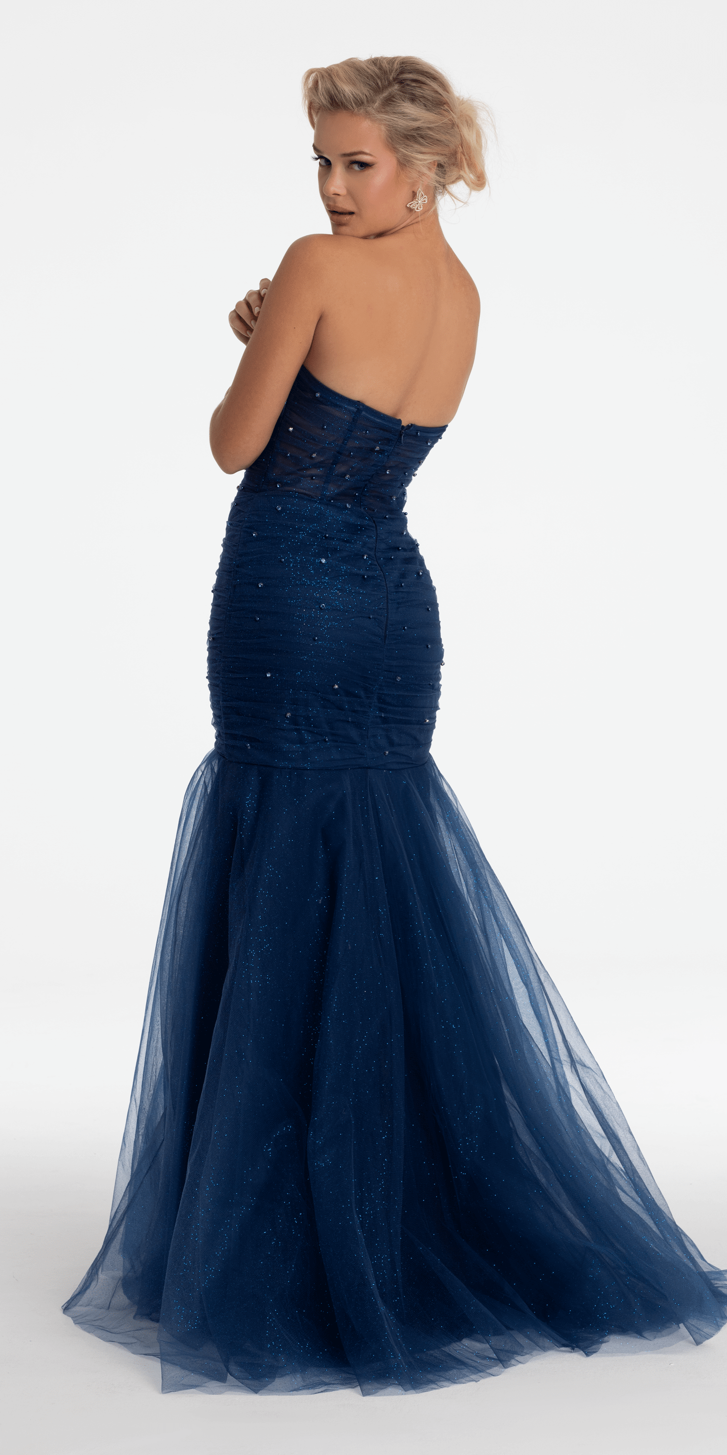 Sweetheart Sequin Glitter Mermaid Dress with Stone Accents