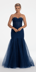Sweetheart Sequin Glitter Mermaid Dress with Stone Accents