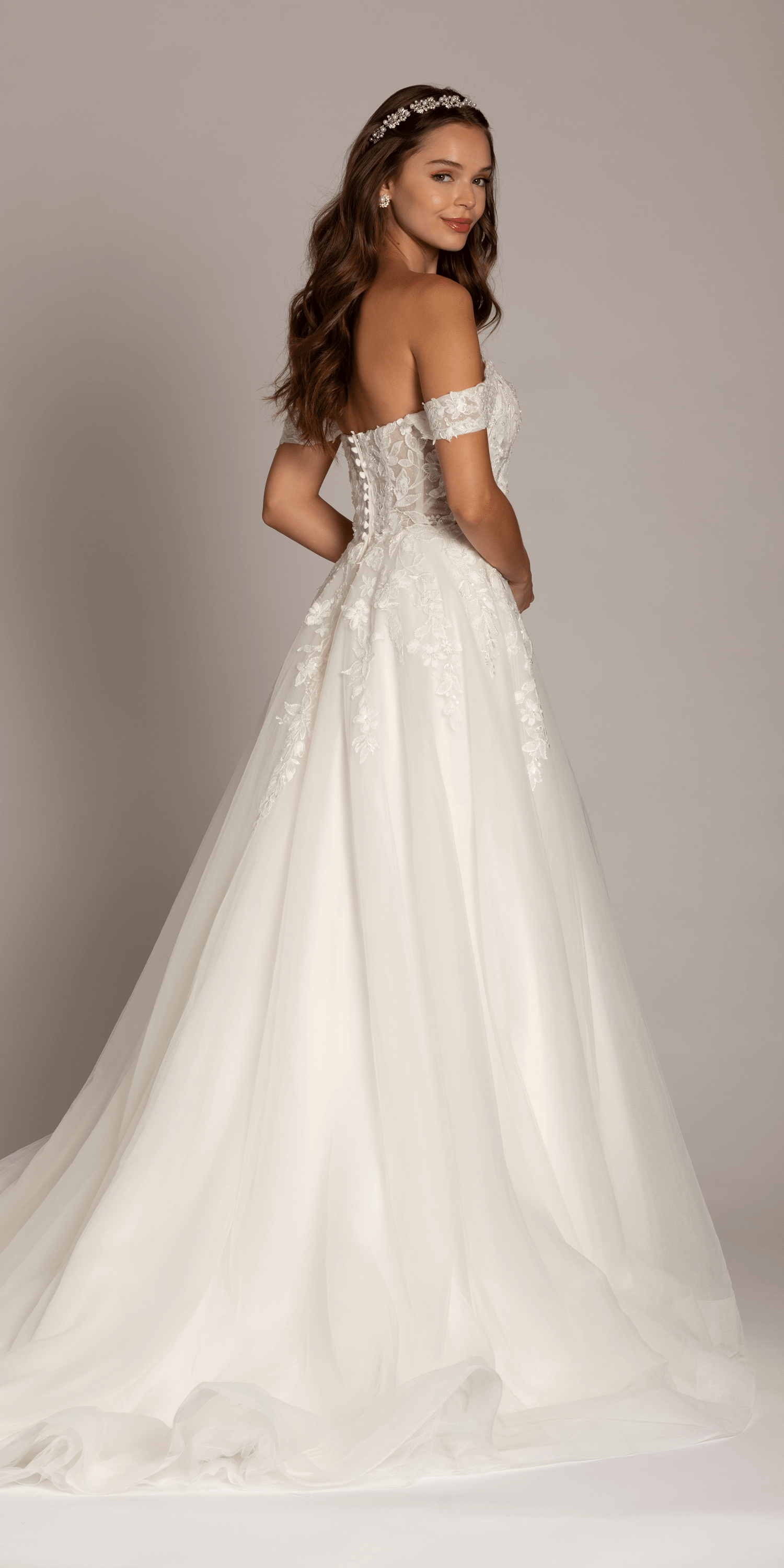 Sweetheart Tulle Floral Lace Off the Shoulder Ballgown