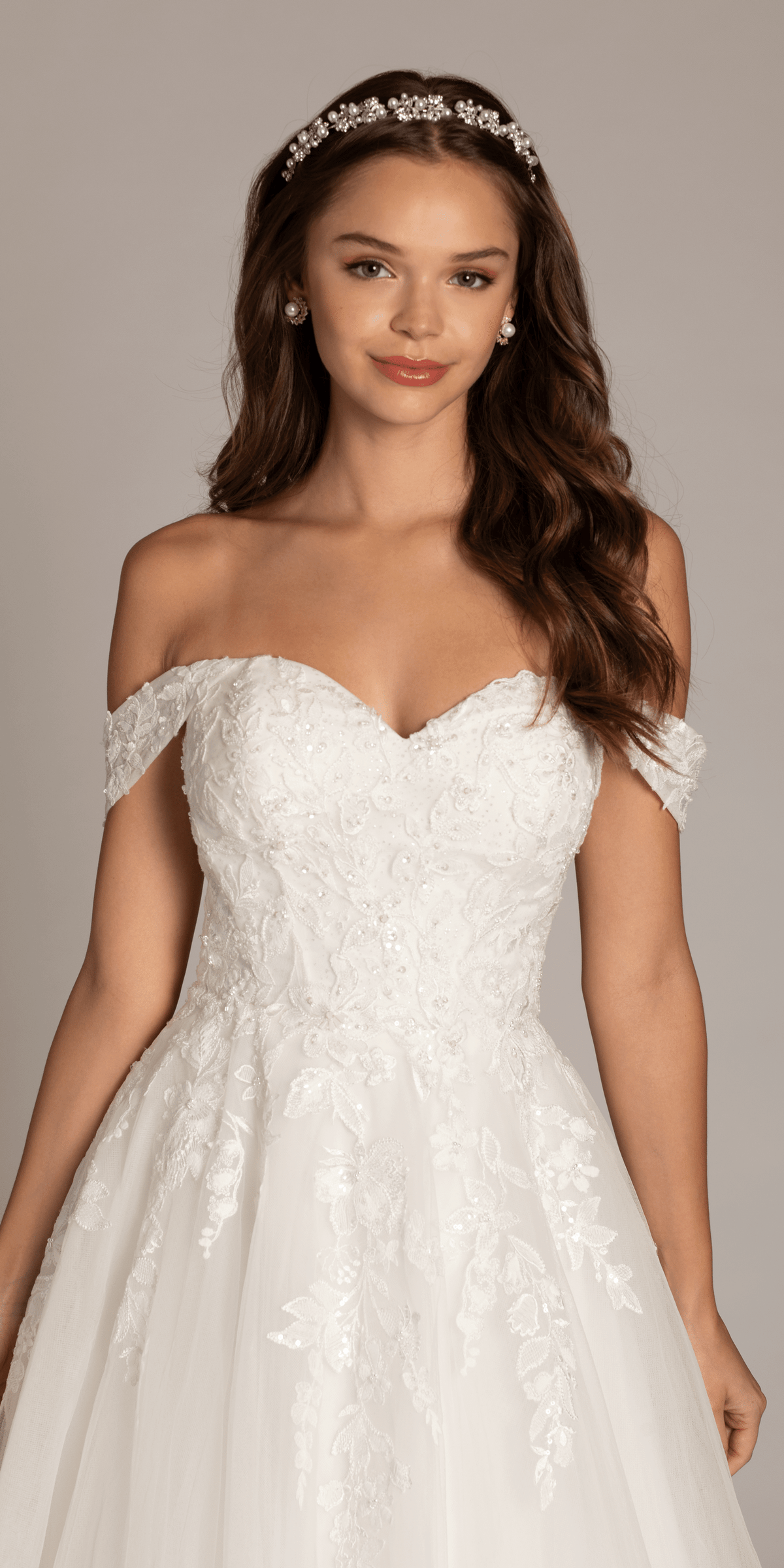 Sweetheart Tulle Floral Lace Off the Shoulder Ballgown