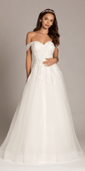 Sweetheart Tulle Floral Lace Off the Shoulder Ballgown