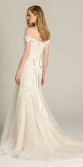 Off the Shoulder Embroidered Corset Trumpet Dress