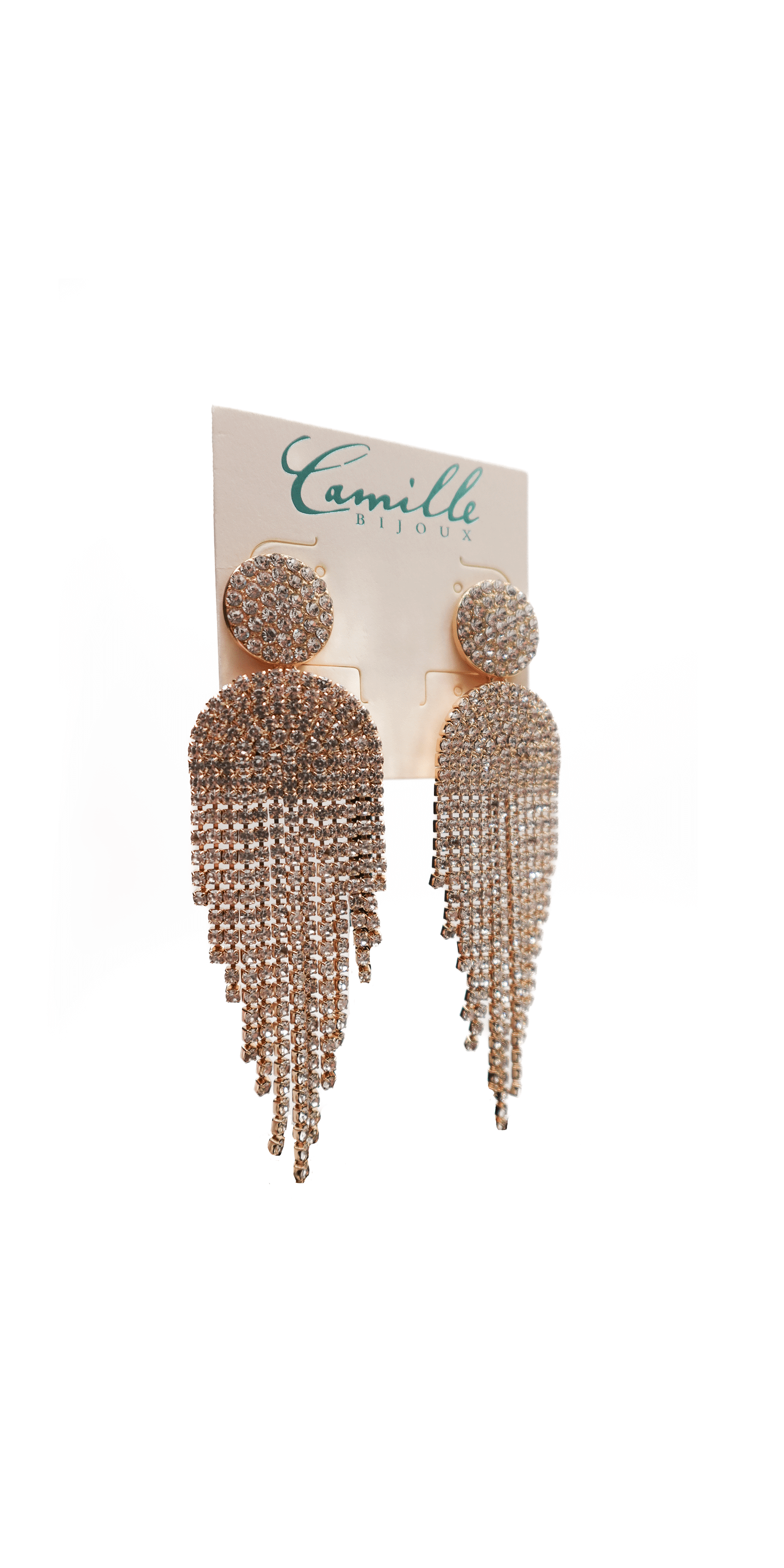 Button Post Graduated Rhinestone Earrings