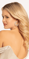 Crescent Moon 3 Row Rhinestone Earrings
