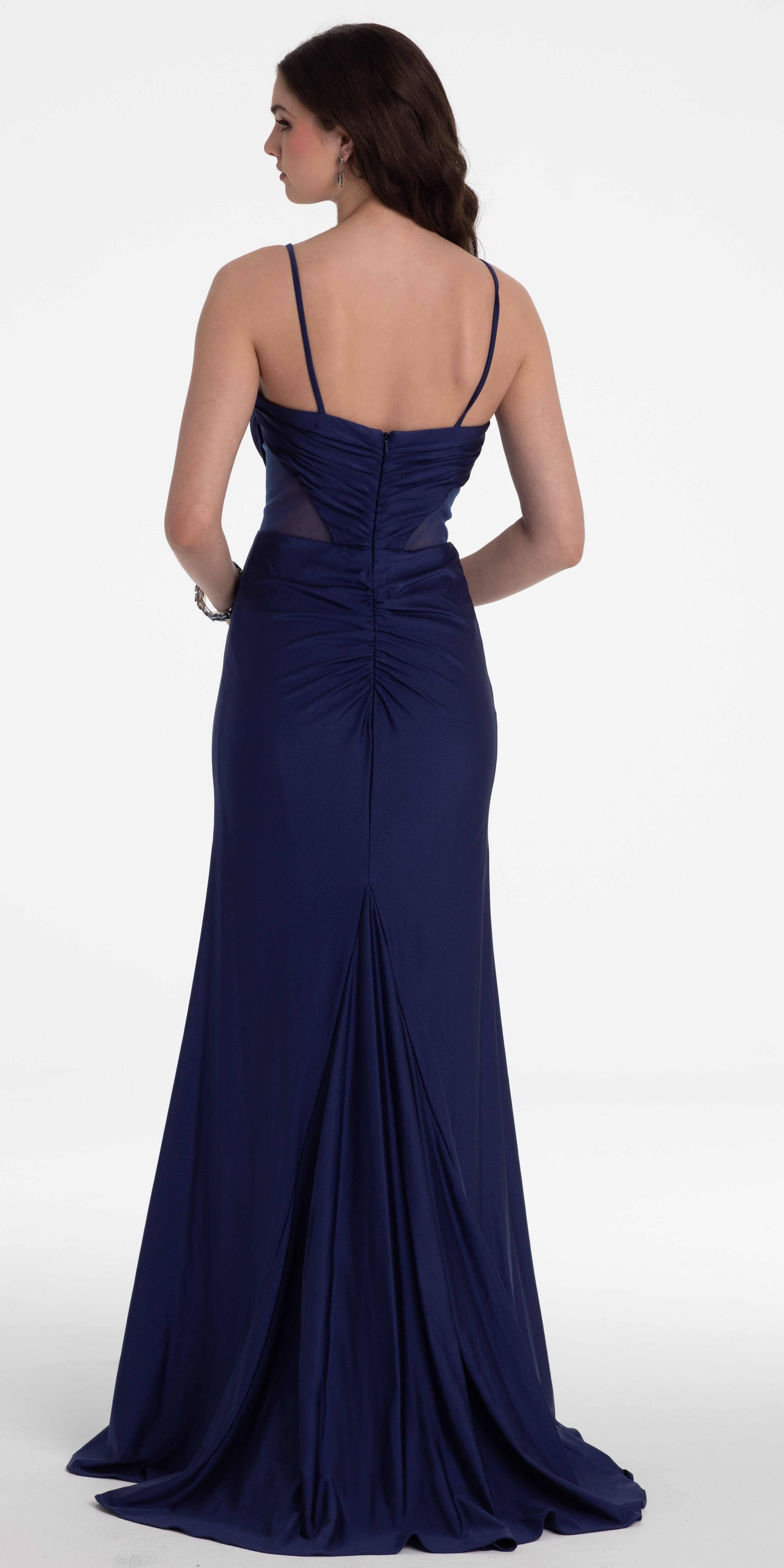 Spandex Beaded Sweetheart Trumpet Dress with Illusion Side Panels