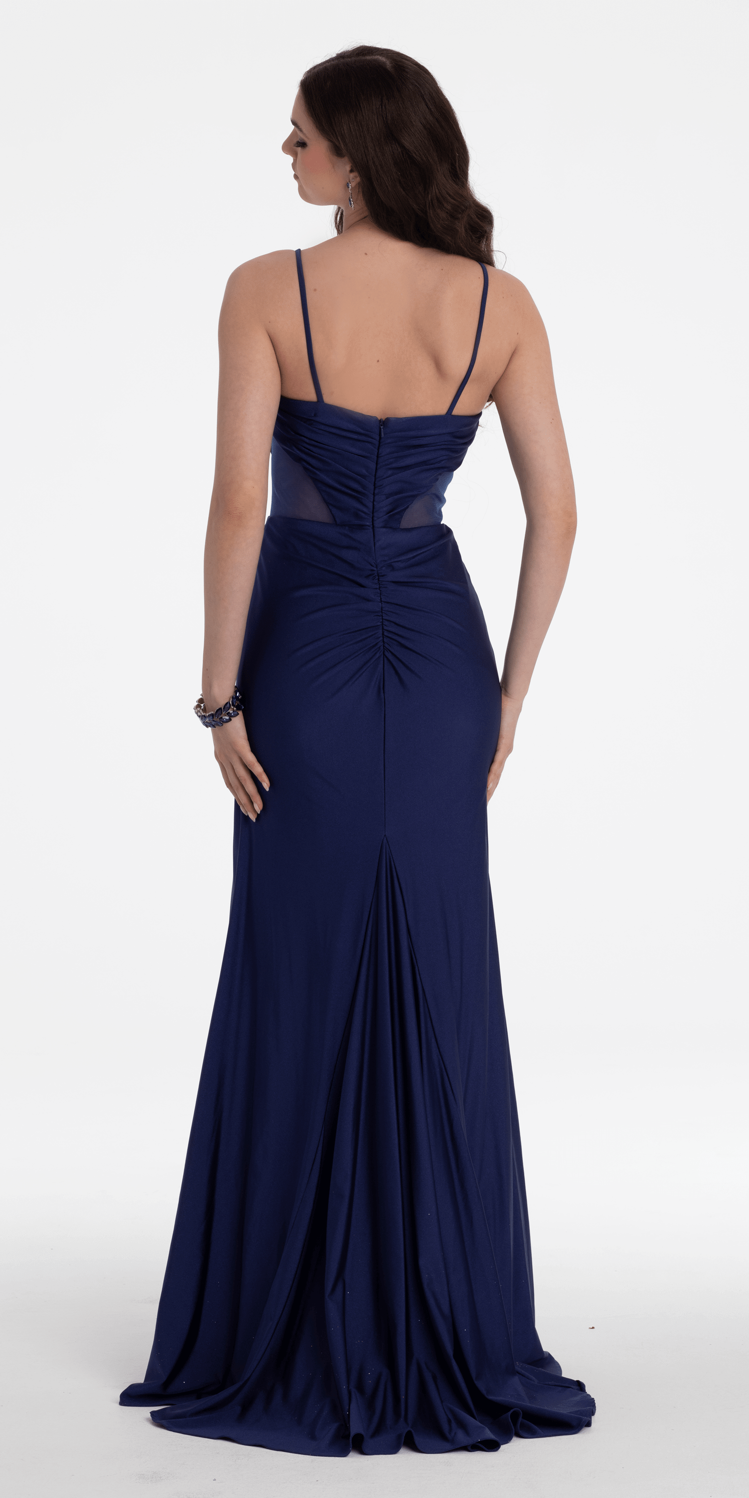 Spandex Beaded Sweetheart Trumpet Dress with Illusion Side Panels