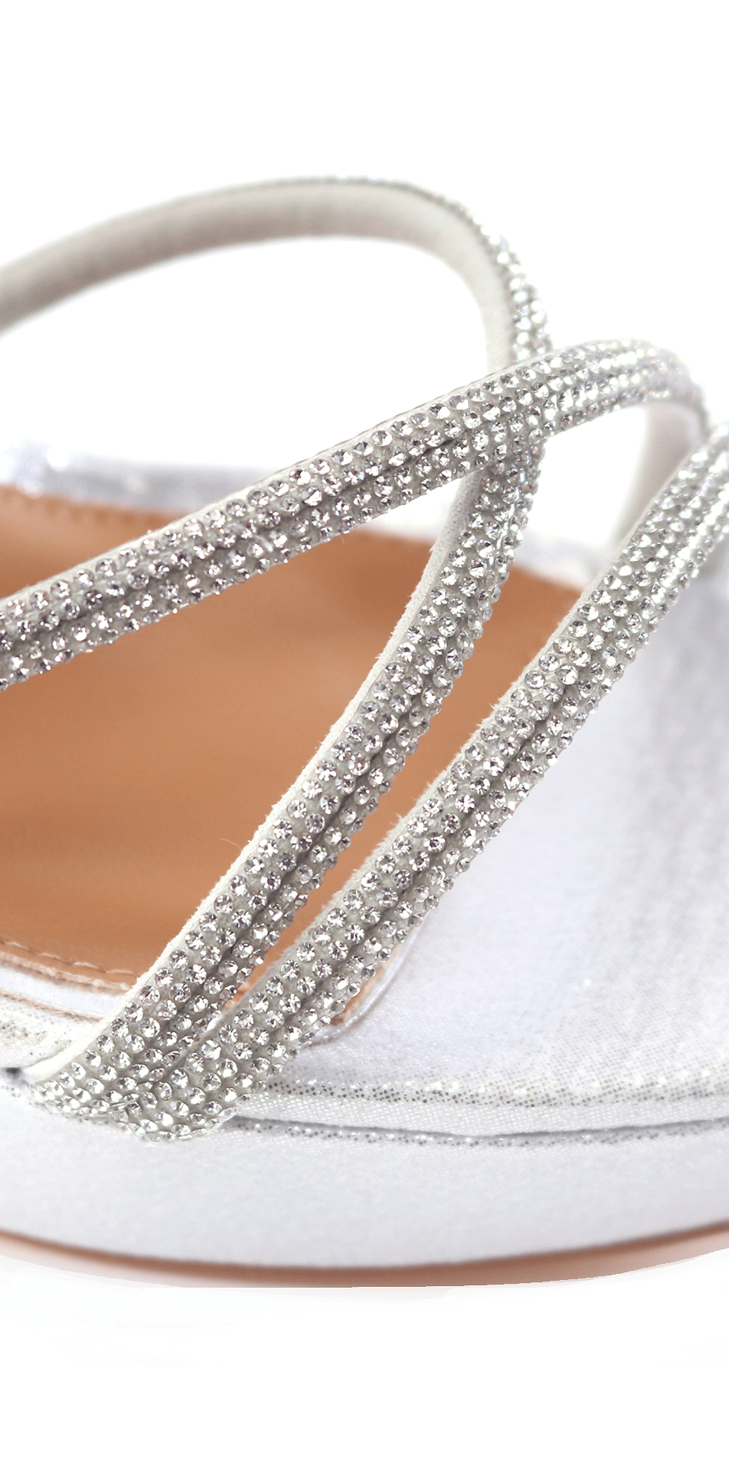 Satin Crossover Rhinestone Strap Platform Sandal