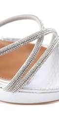 Satin Crossover Rhinestone Strap Platform Sandal