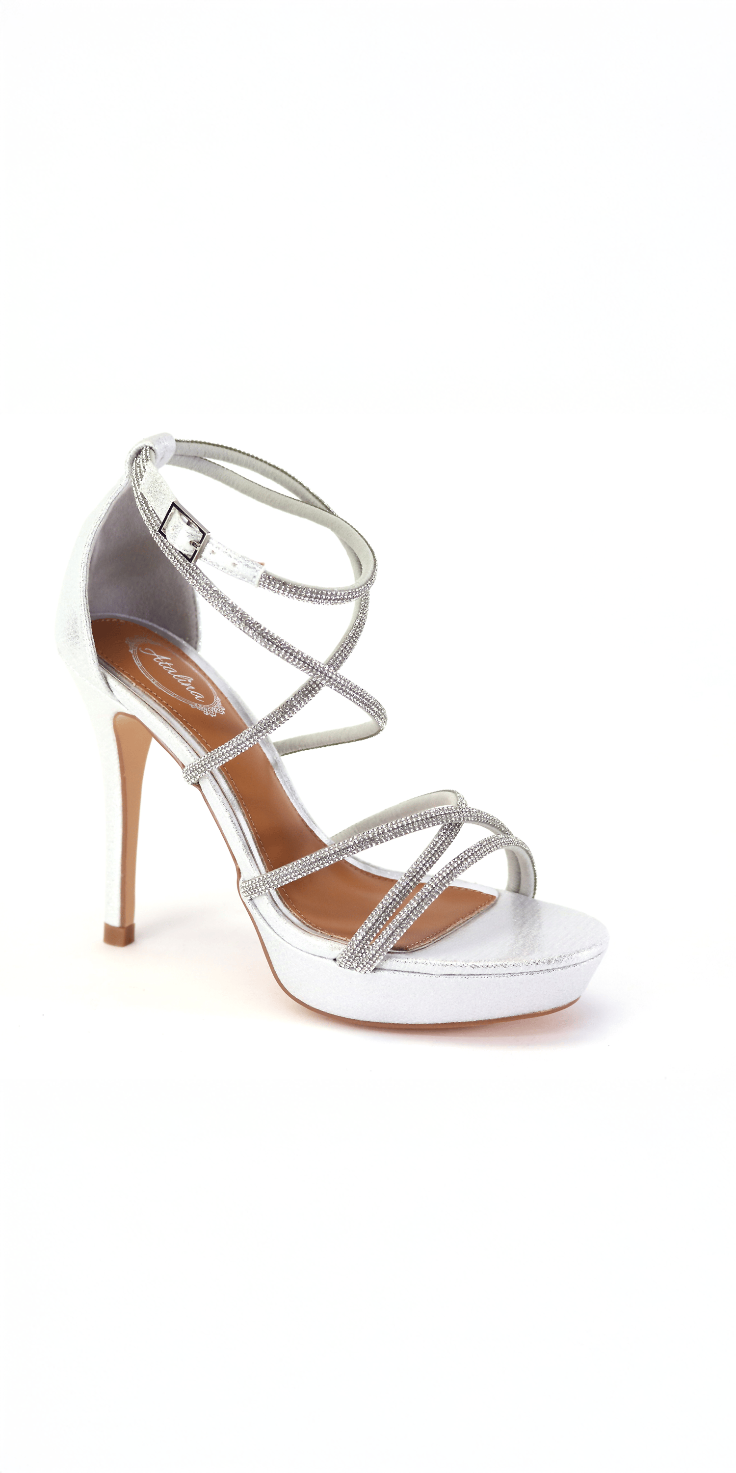 Satin Crossover Rhinestone Strap Platform Sandal
