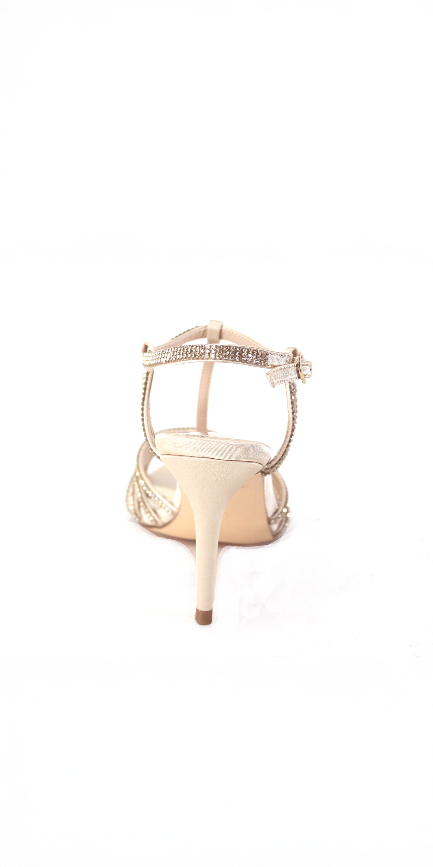 Satin Rhinestone Strappy High Heel Sandal
