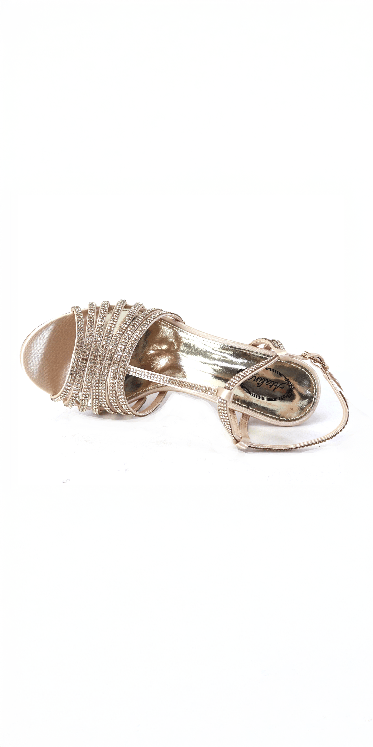 Satin Rhinestone Strappy High Heel Sandal