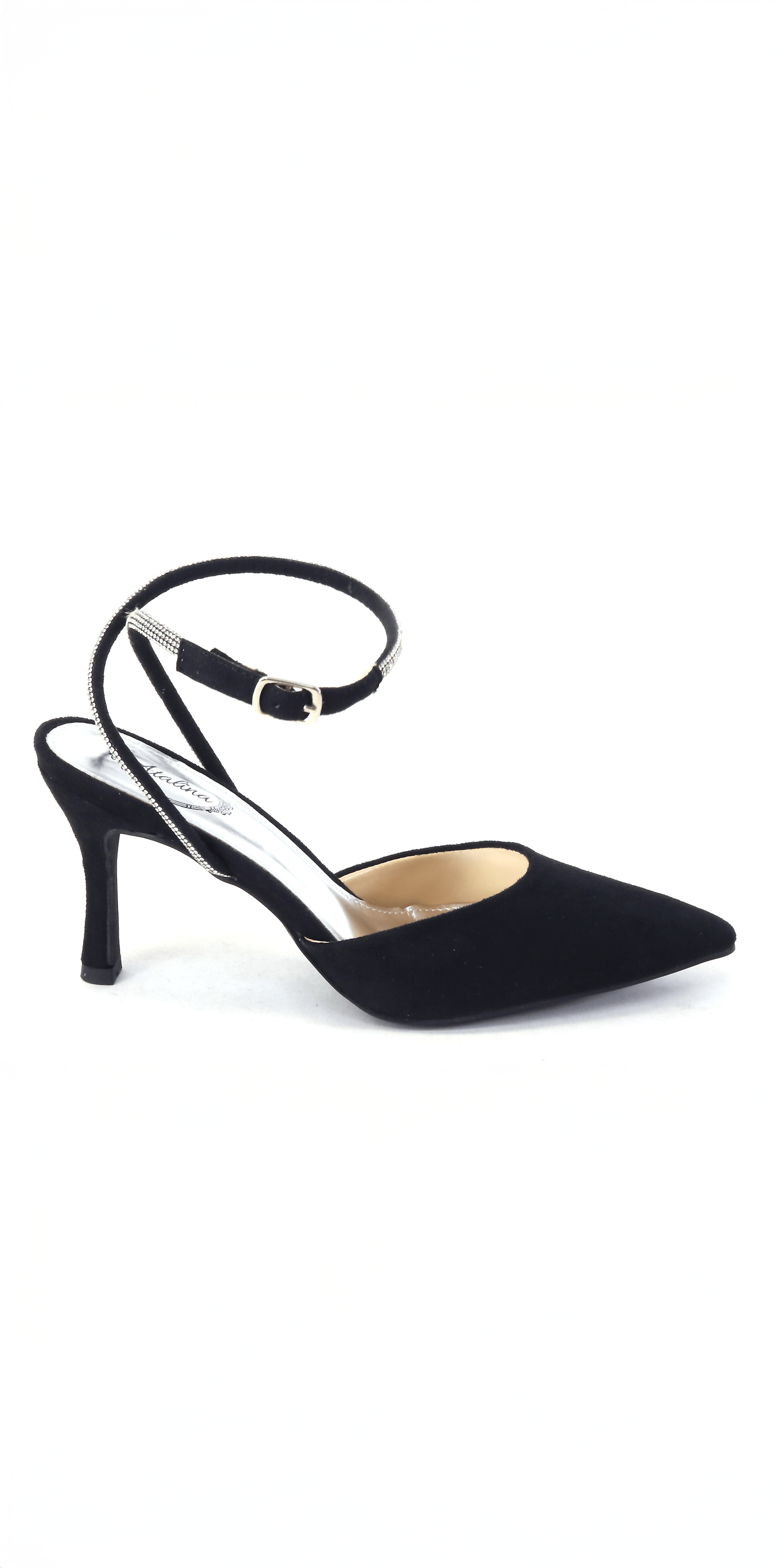 Satin Rhinestone Double Strap Slingback Sandal