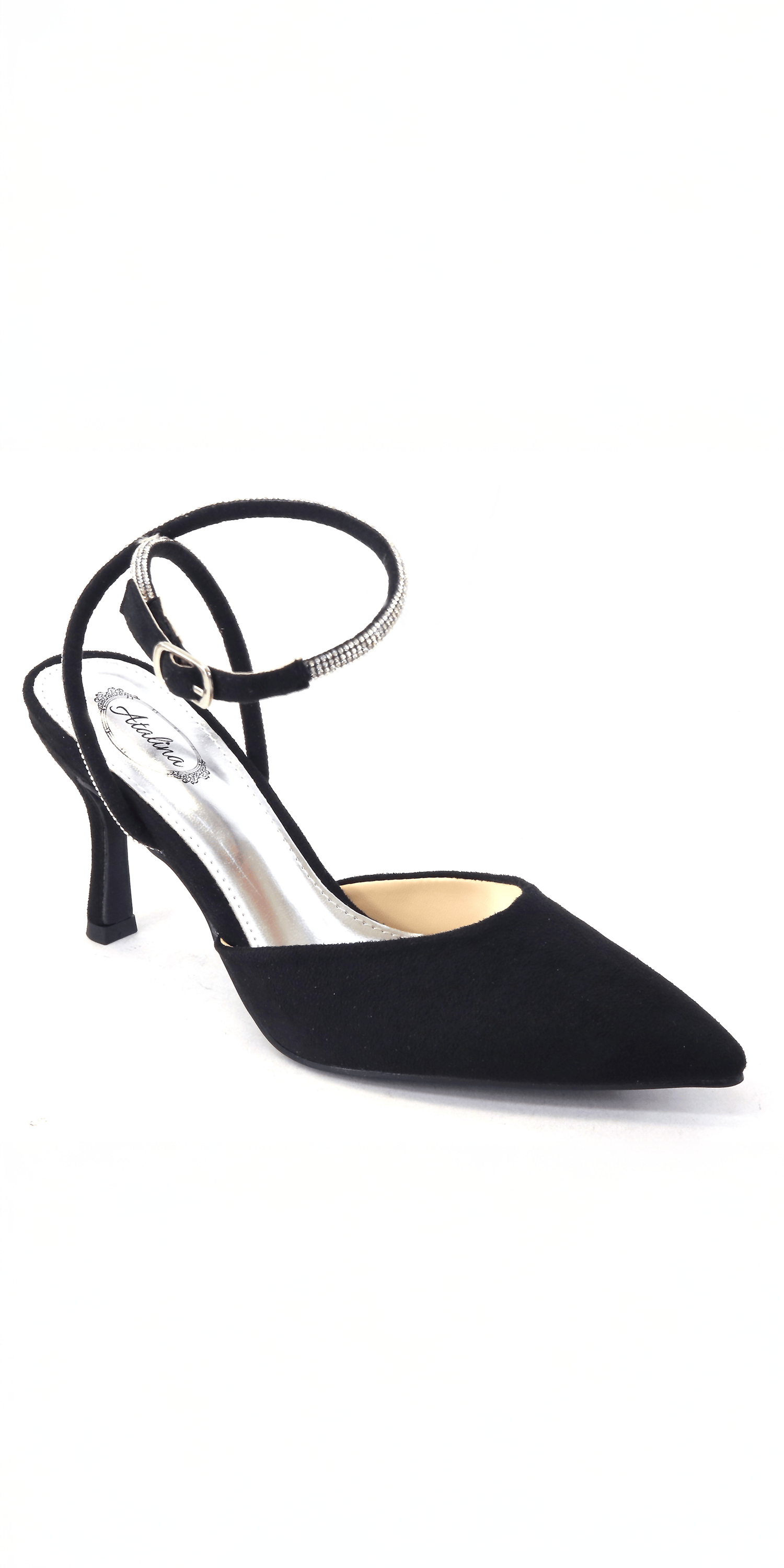 Satin Rhinestone Double Strap Slingback Sandal