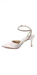 Satin Rhinestone Double Strap Slingback Sandal